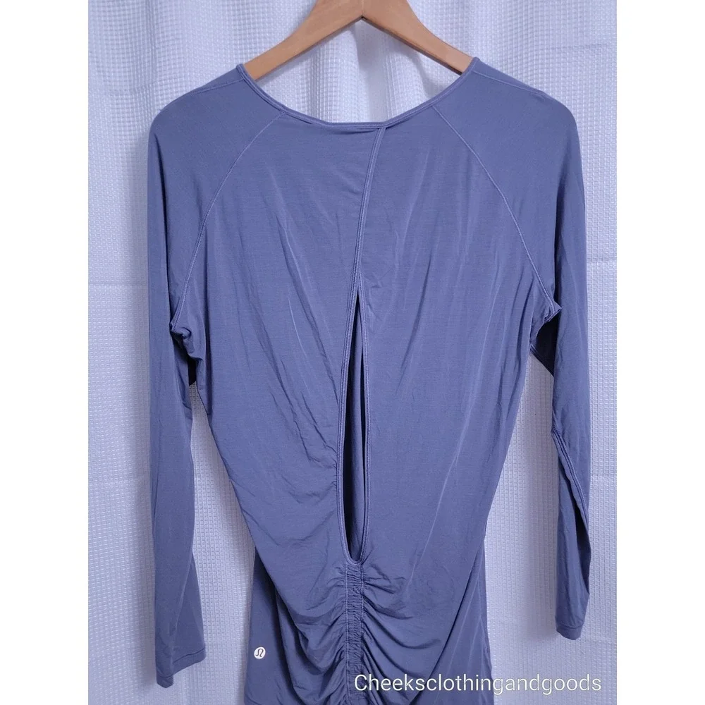 Lululemon 4 Deep Stretch Long Sleeve Cinch Open Back Lilac Stone W3BNNS